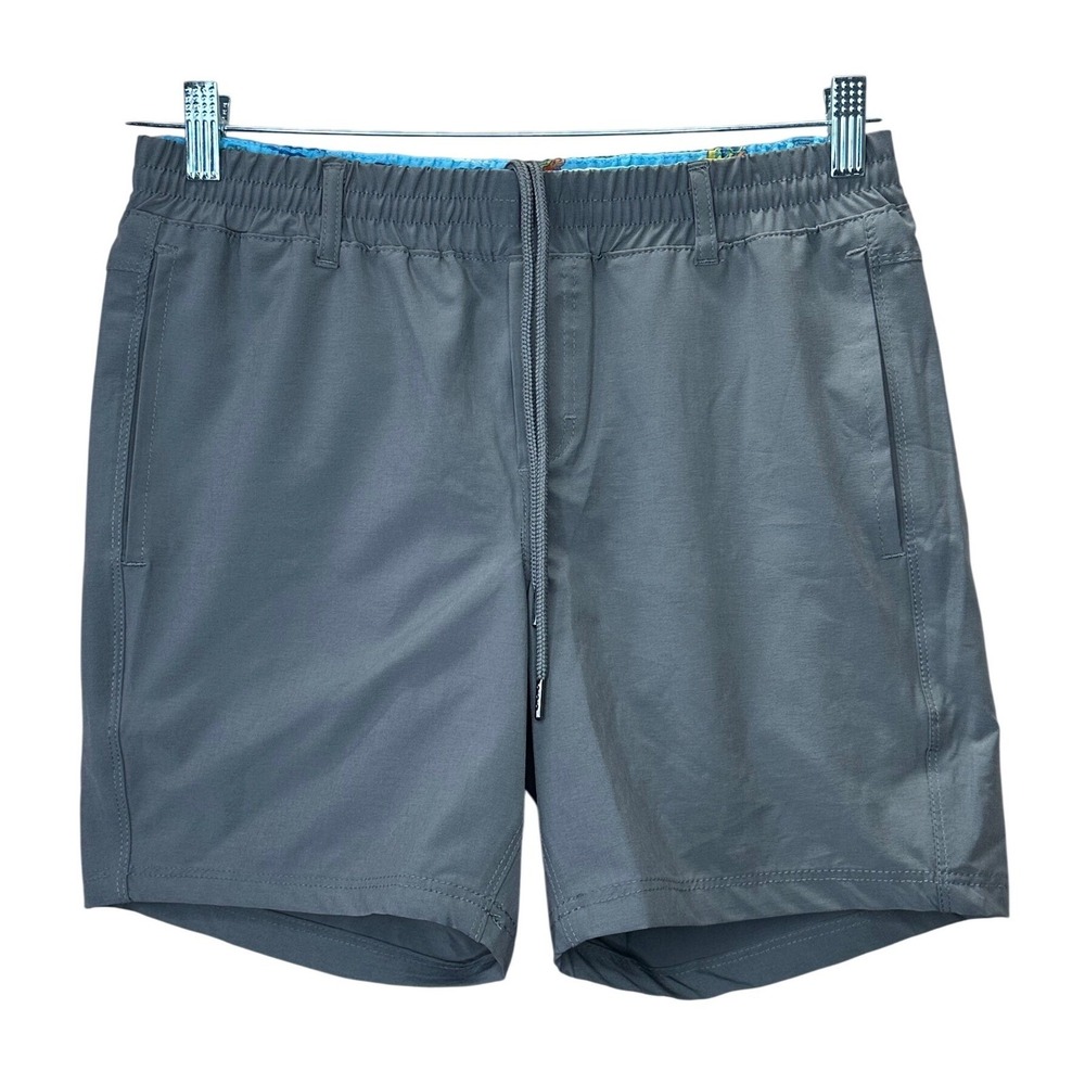 Birdie Bound Men's Swim Trunks Size S P Ch Gray Elastic Waist Drawstring Ducks